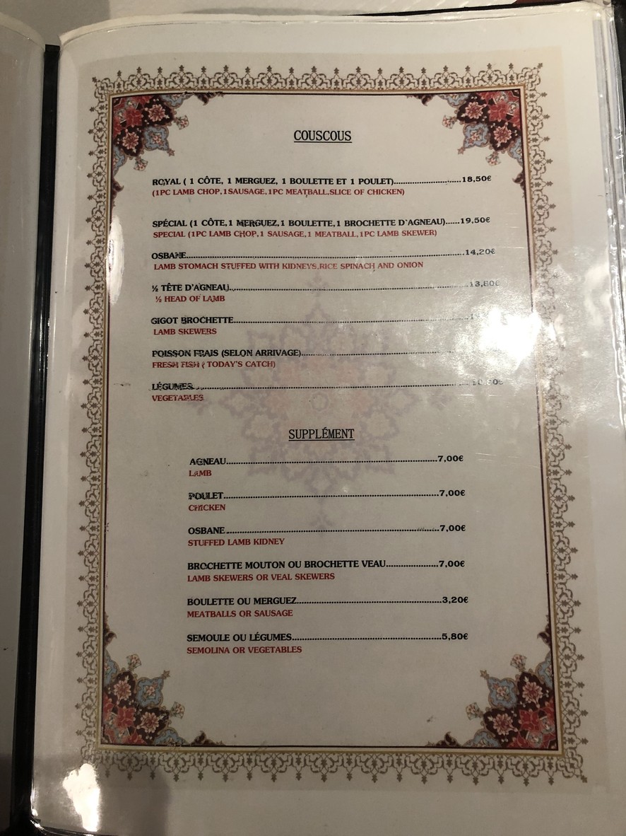 Chez Hamadi menu 2