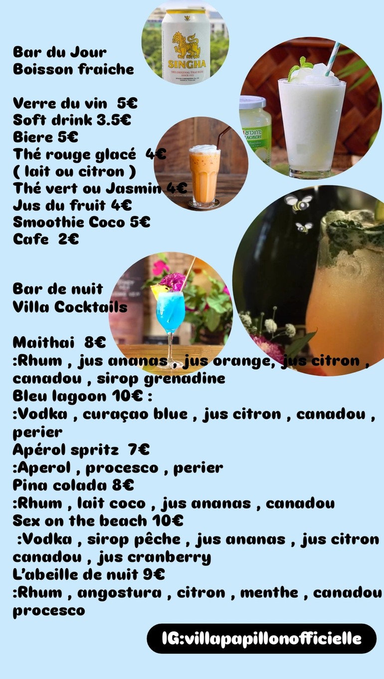 Villa Papillon menu 3