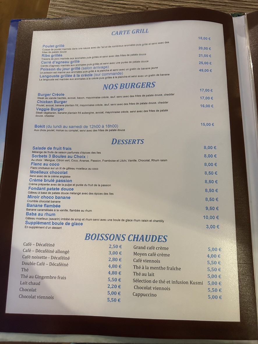 Ti Case Créole menu 2