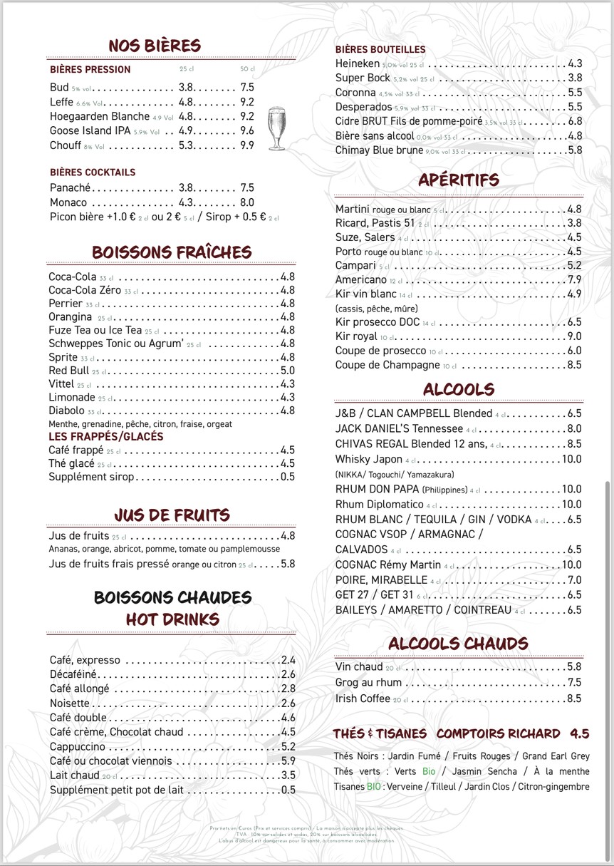 L'hirondelle - Paris 4 menu 3
