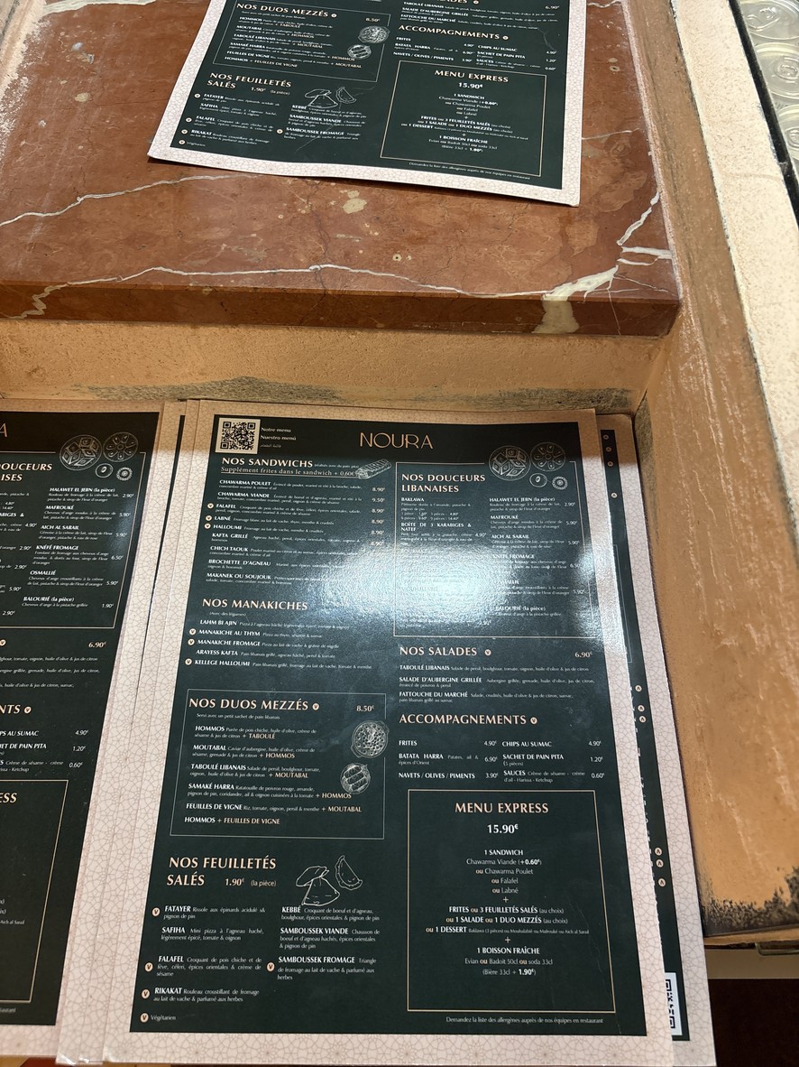 Noura Opéra menu 2
