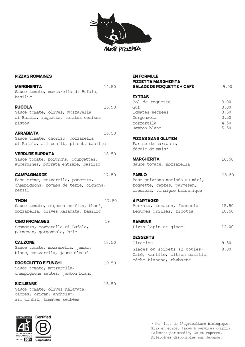 MOB HOTEL Restaurant menu 1