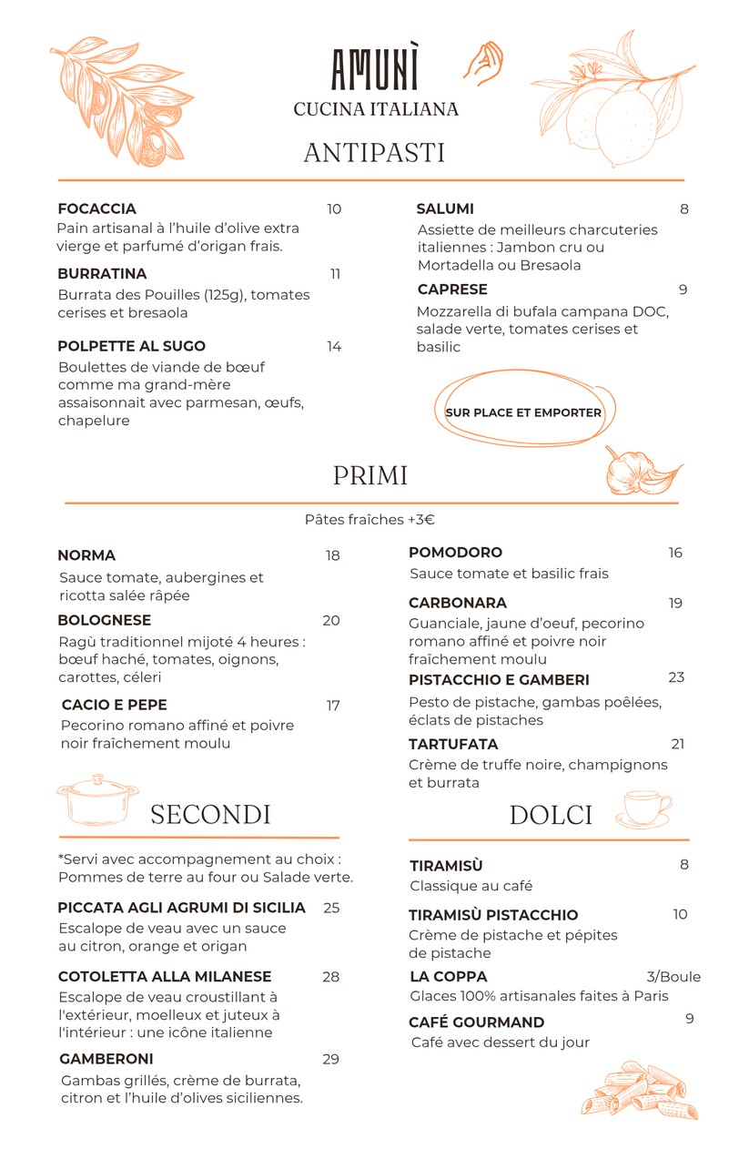 AMUNI' Cucina Italiana menu 1