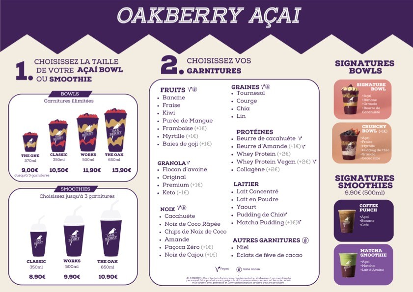 Oakberry Açaí - Passy menu 1
