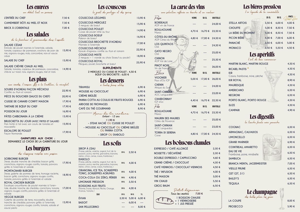LA SORBONNE menu 2
