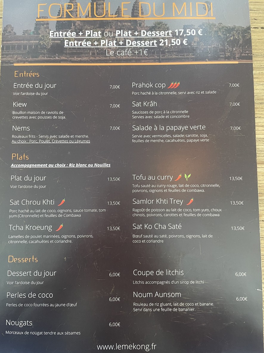 Le Mékong Montrouge menu 2