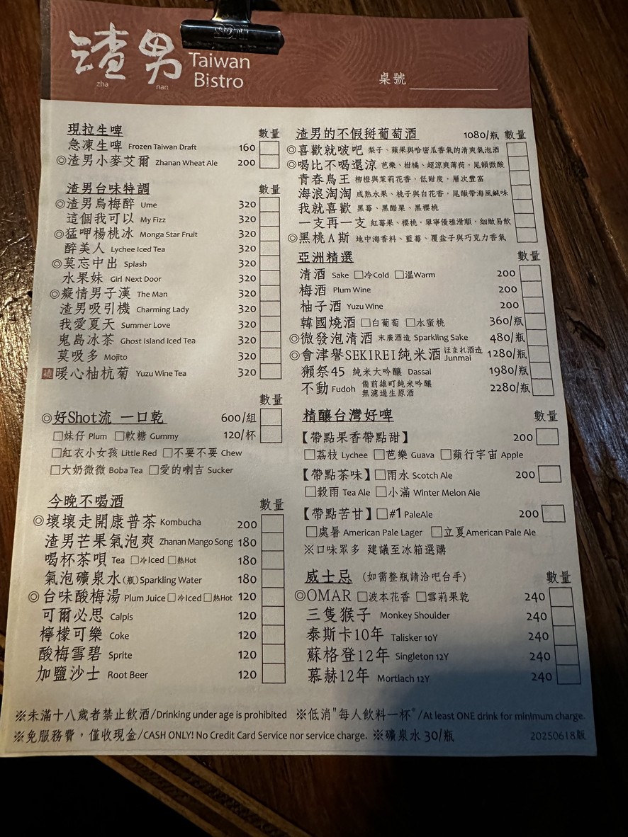 Zha Nan Taiwan Bistro Xinyi Yizha menu 1