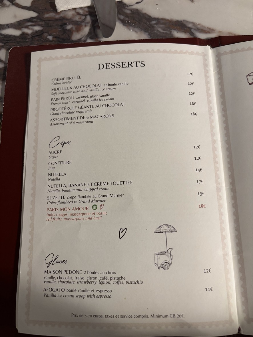 Paris Mon Amour Gourmet menu 2