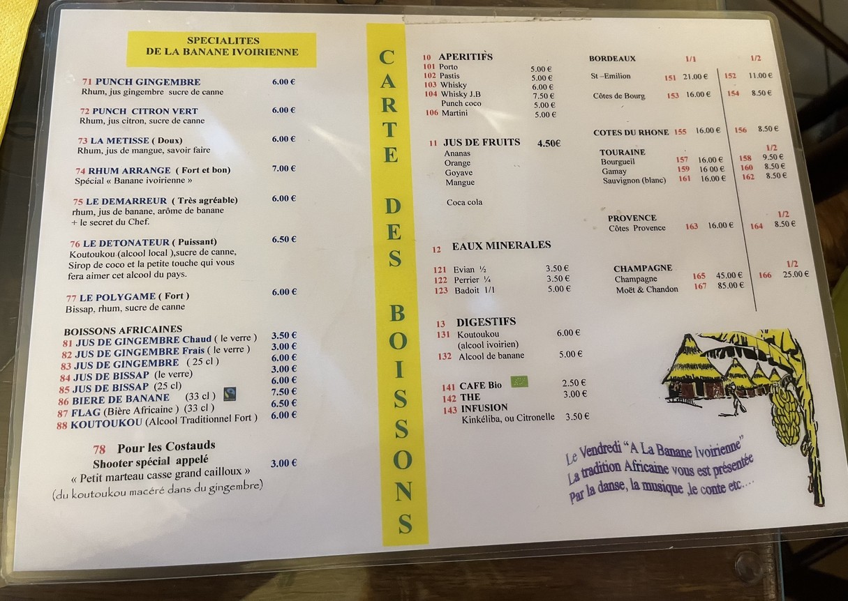 A La Banane Ivoirienne menu 2