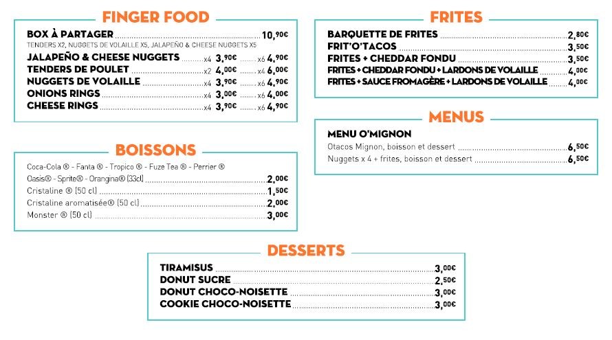O'Tacos menu 4