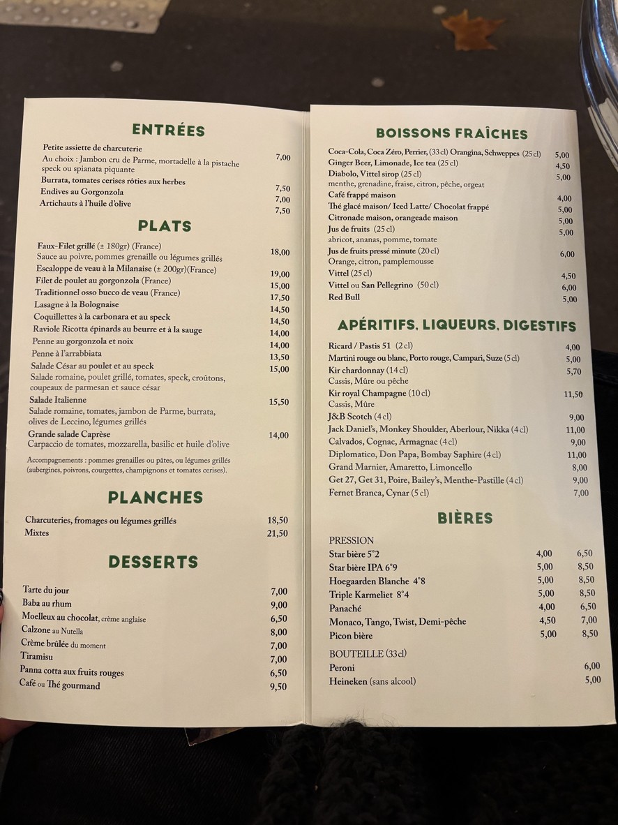 Au Métro menu 2
