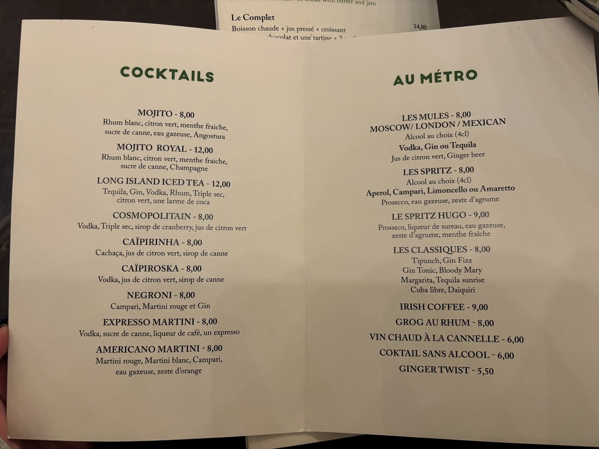 Au Métro menu 4