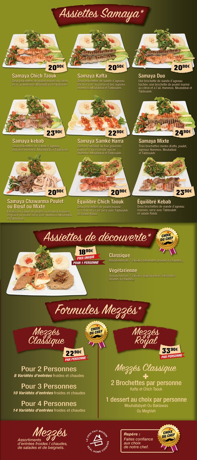 Samaya Restaurant Libanais menu 2