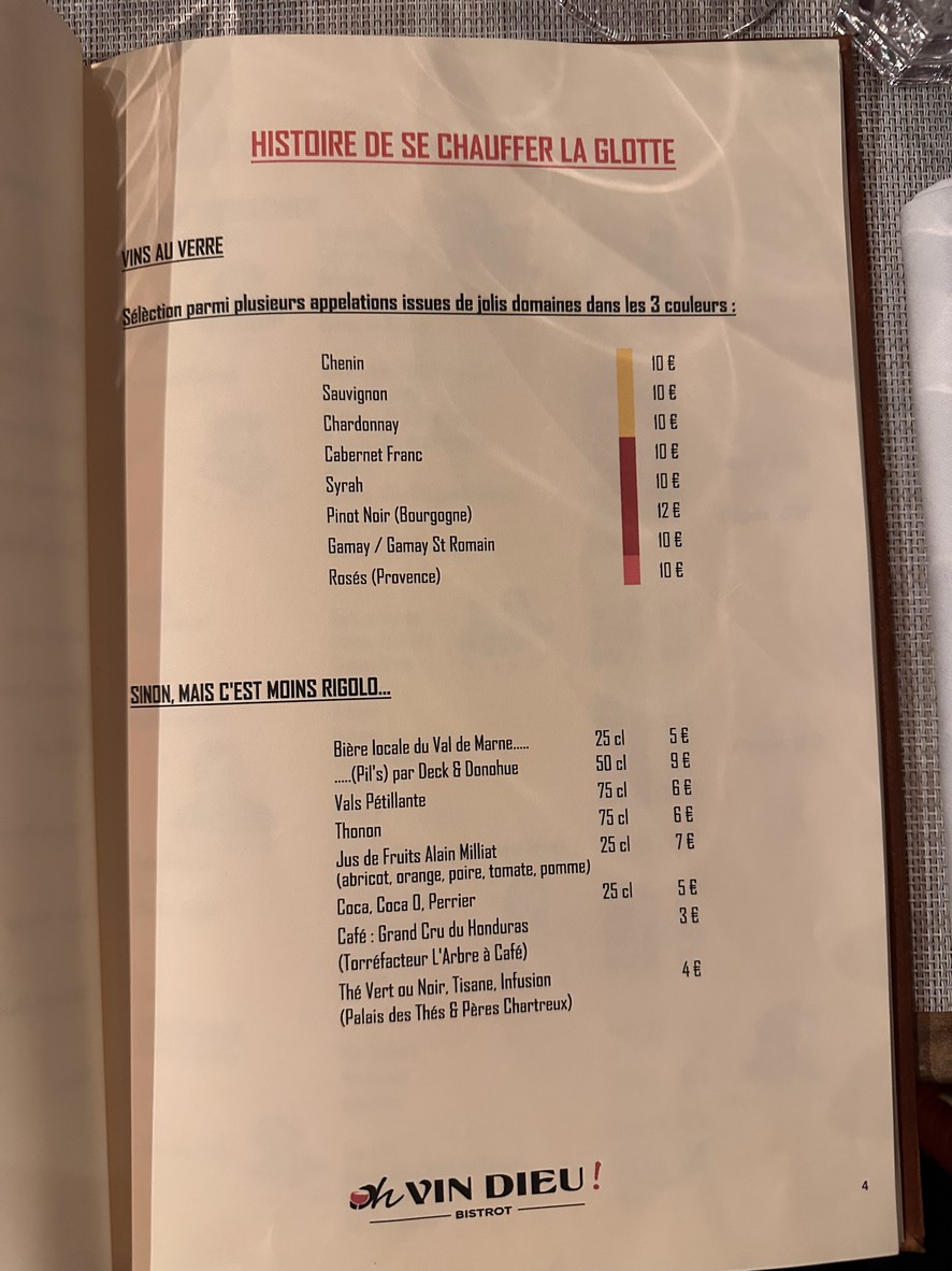 Oh Vin Dieu ! menu 3