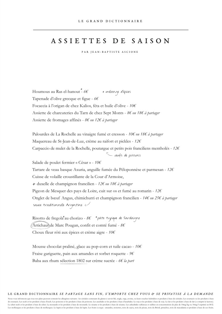 Le Grand Dictionnaire menu 1