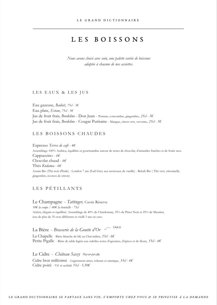 Le Grand Dictionnaire menu 2