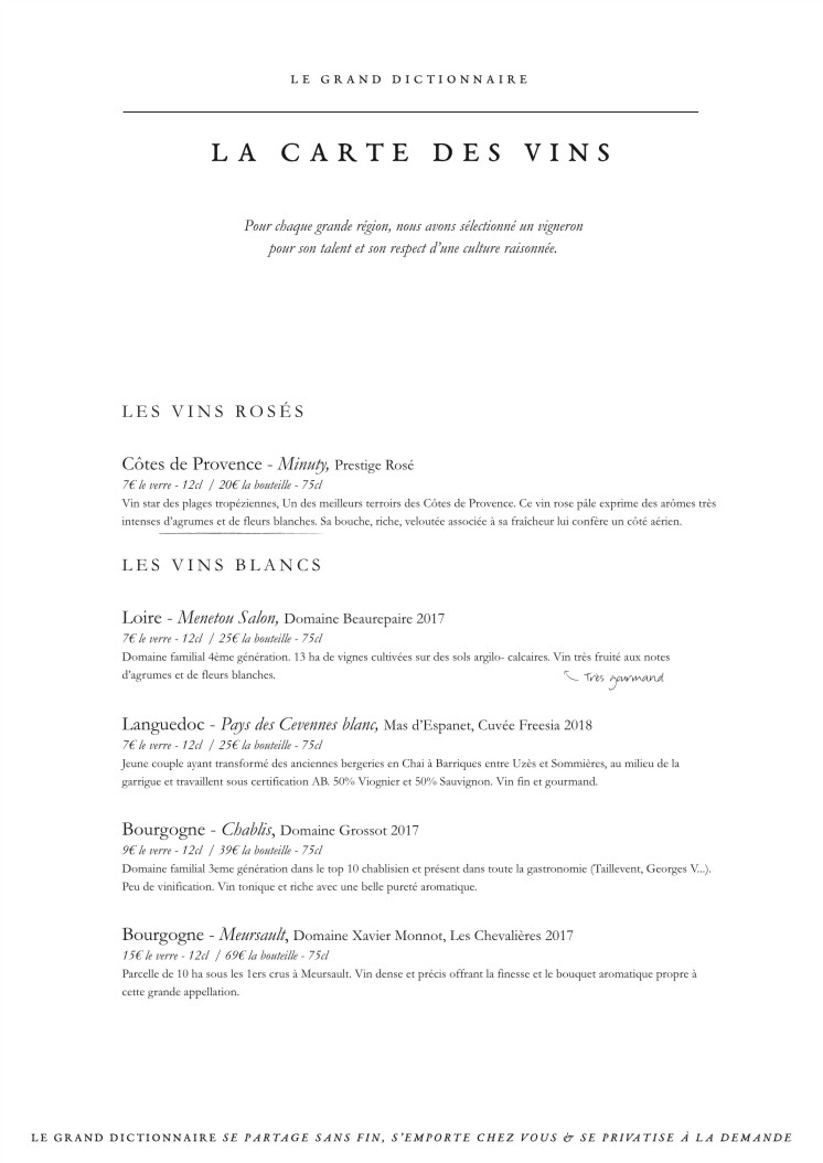Le Grand Dictionnaire menu 3