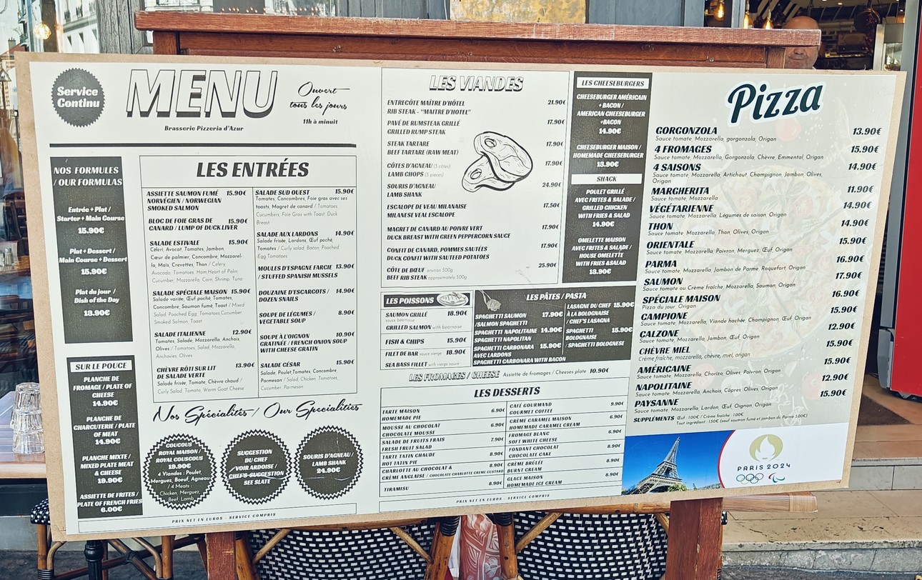 Brasserie Pizzeria d'azur menu 1