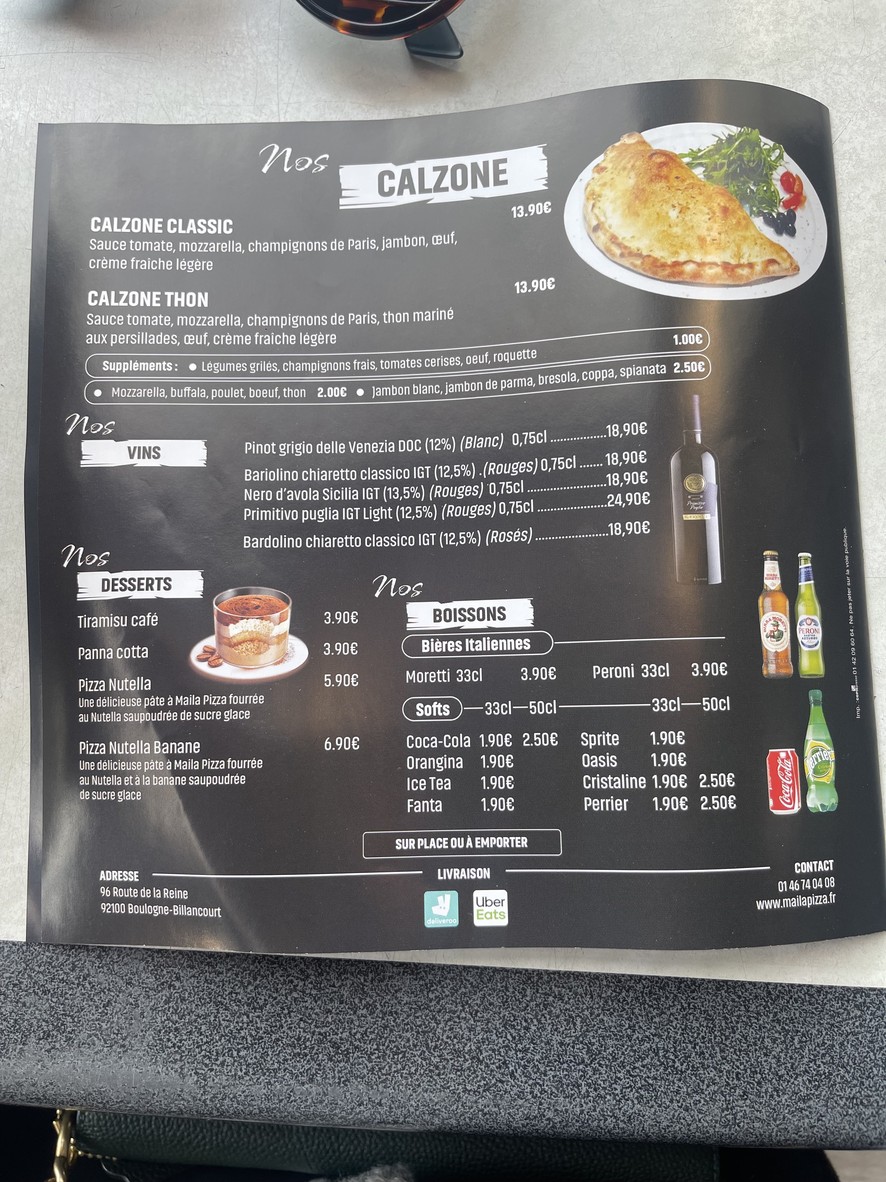 Maila pizza menu 2
