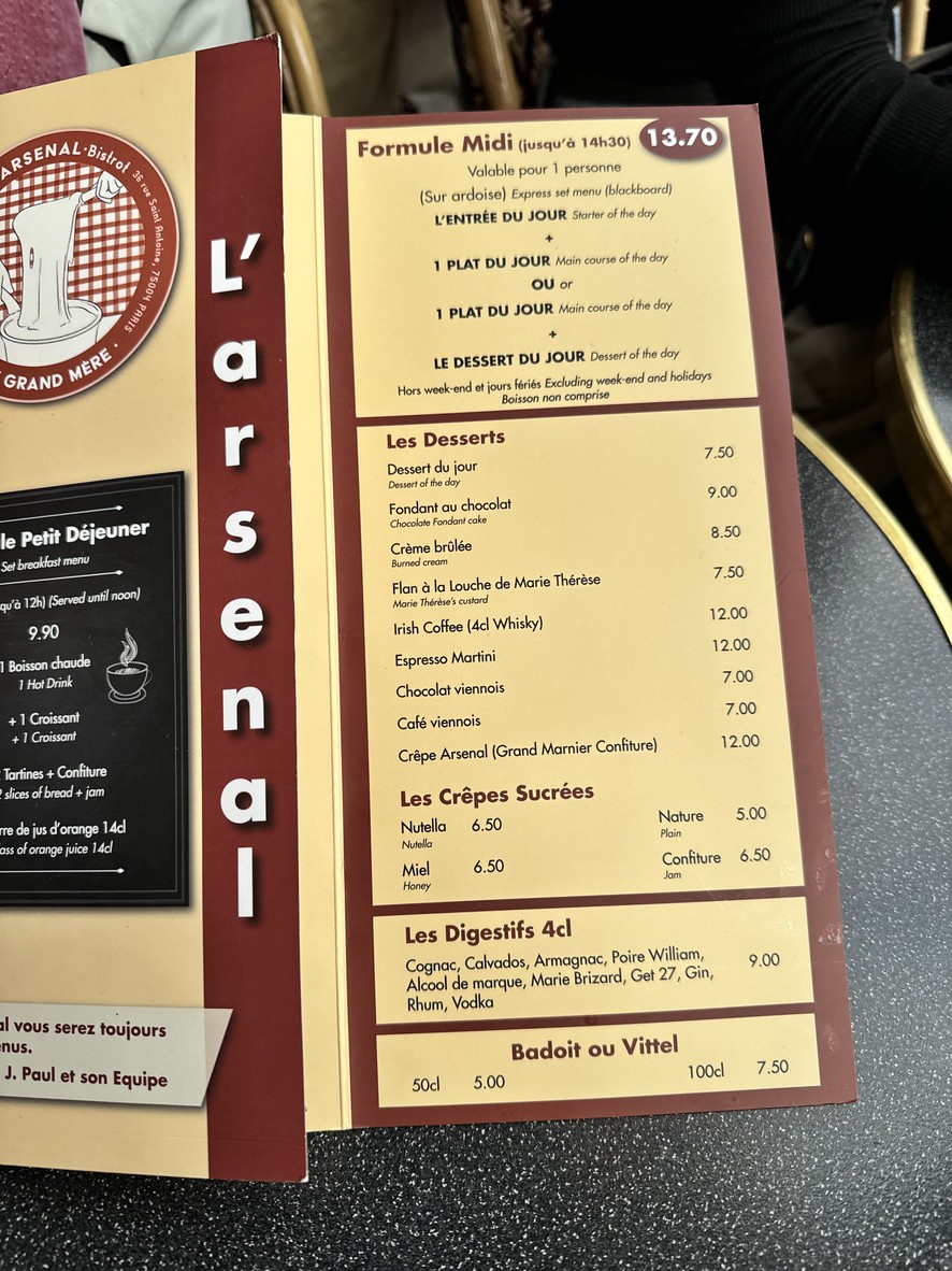 Café L'Arsenal (EURL) menu 2