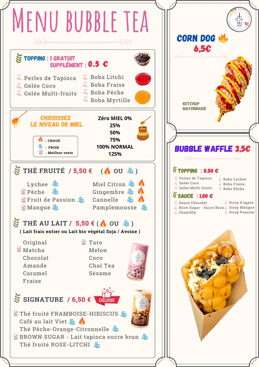 38° Tea - Bubble Tea & Waffle MONTROUGE menu 1