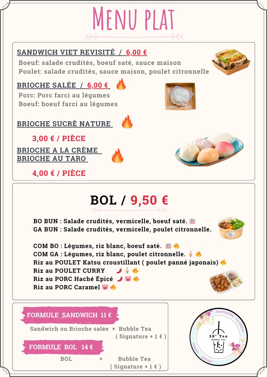 38° Tea - Bubble Tea & Waffle MONTROUGE menu 2