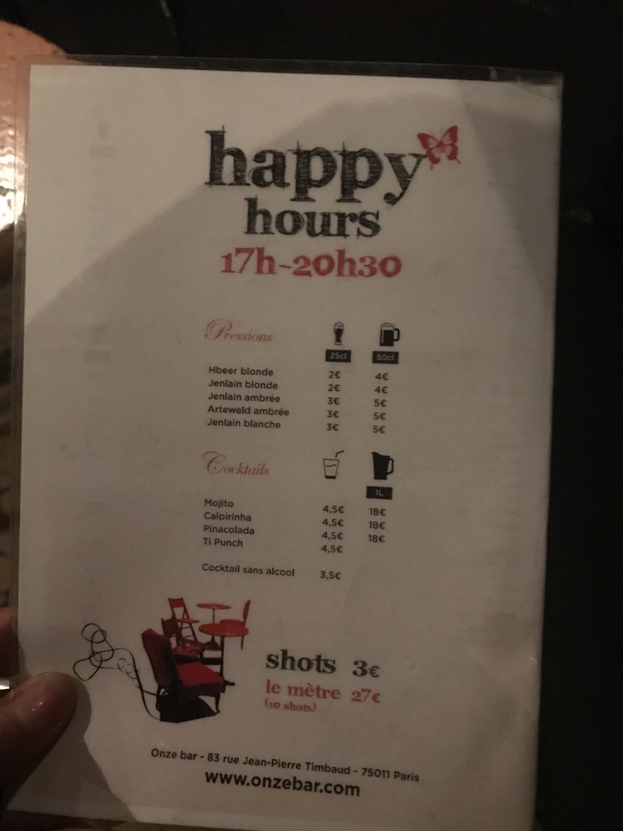 Onze Bar menu 2