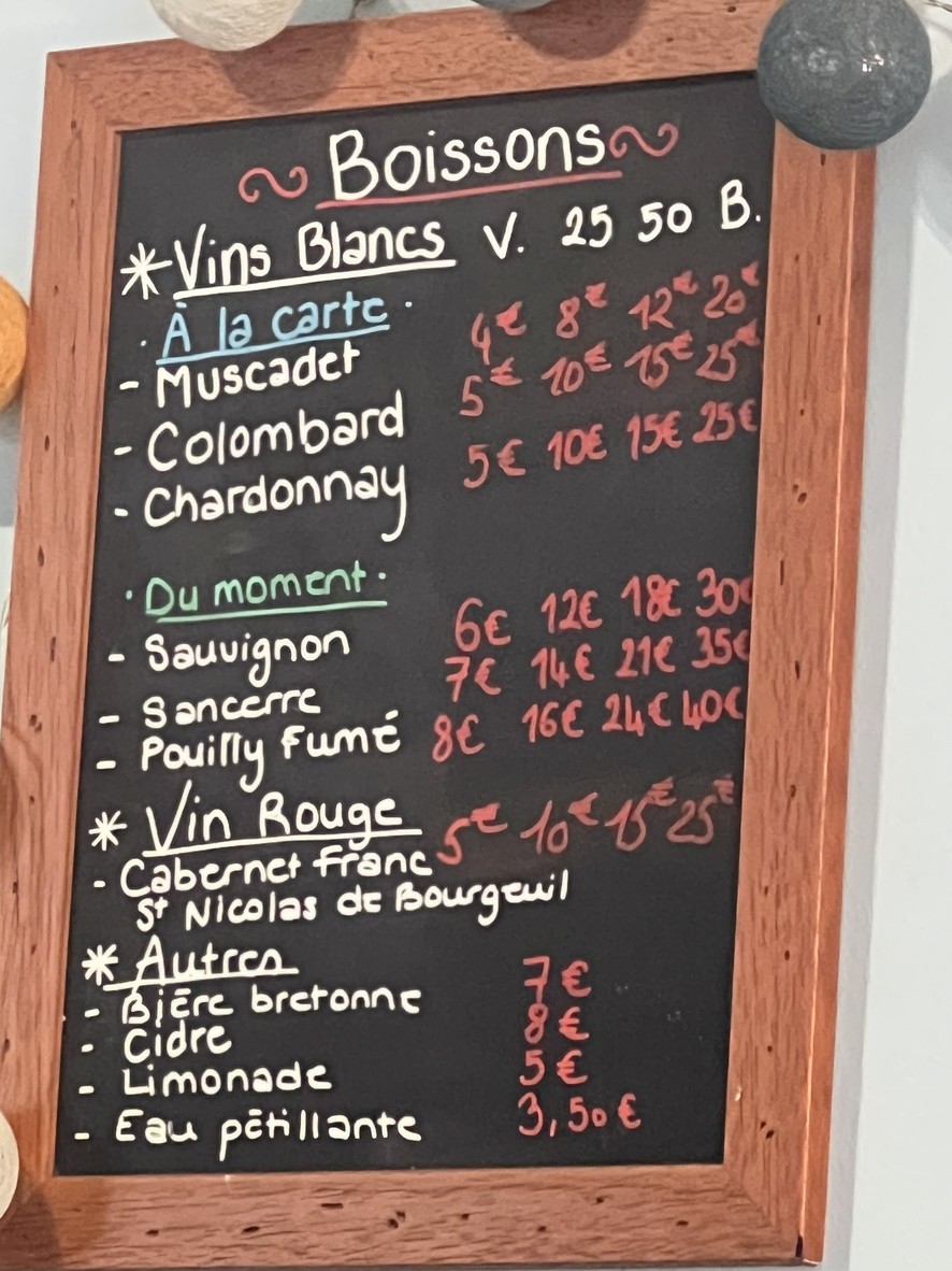 Pleine Mer menu 3
