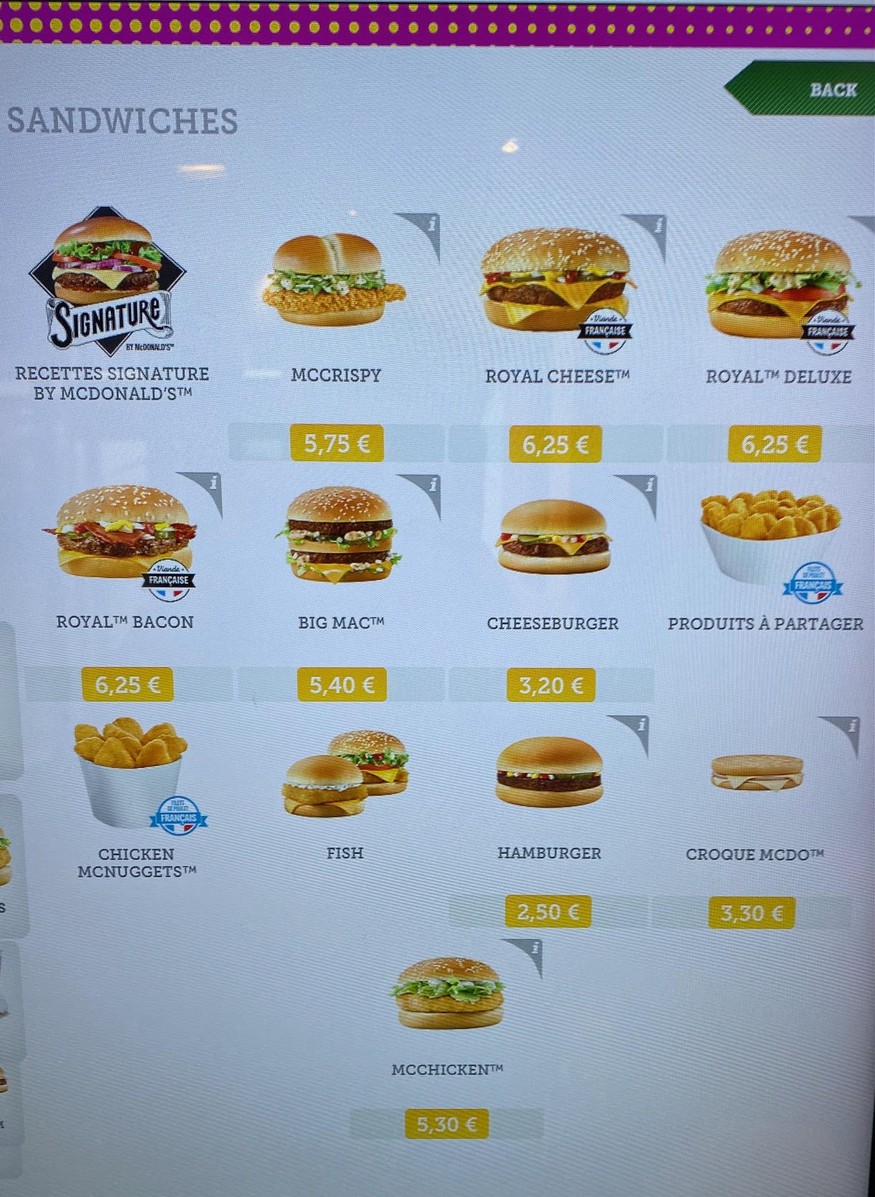 McDonald's menu 1