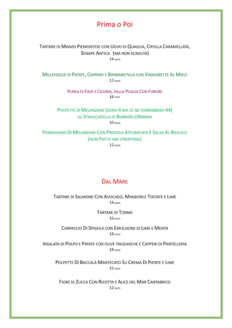 Osteria Tuttoqua menu 1