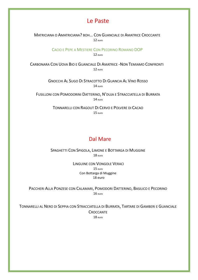 Osteria Tuttoqua menu 2