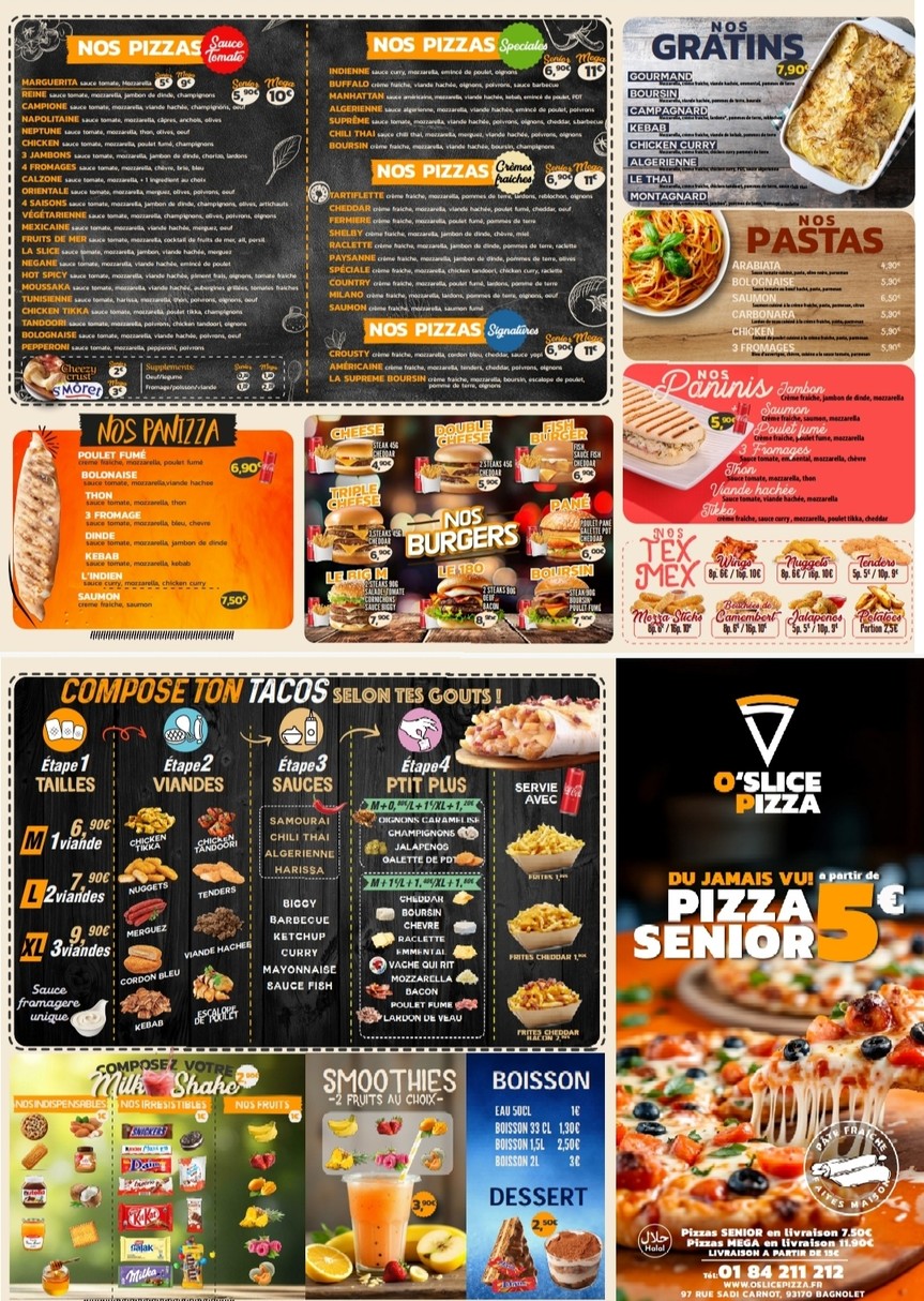O' slice pizza Bagnolet menu 1