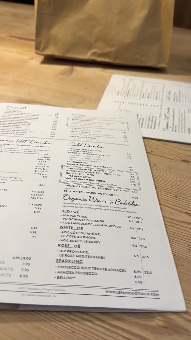 Le Pain Quotidien menu 2