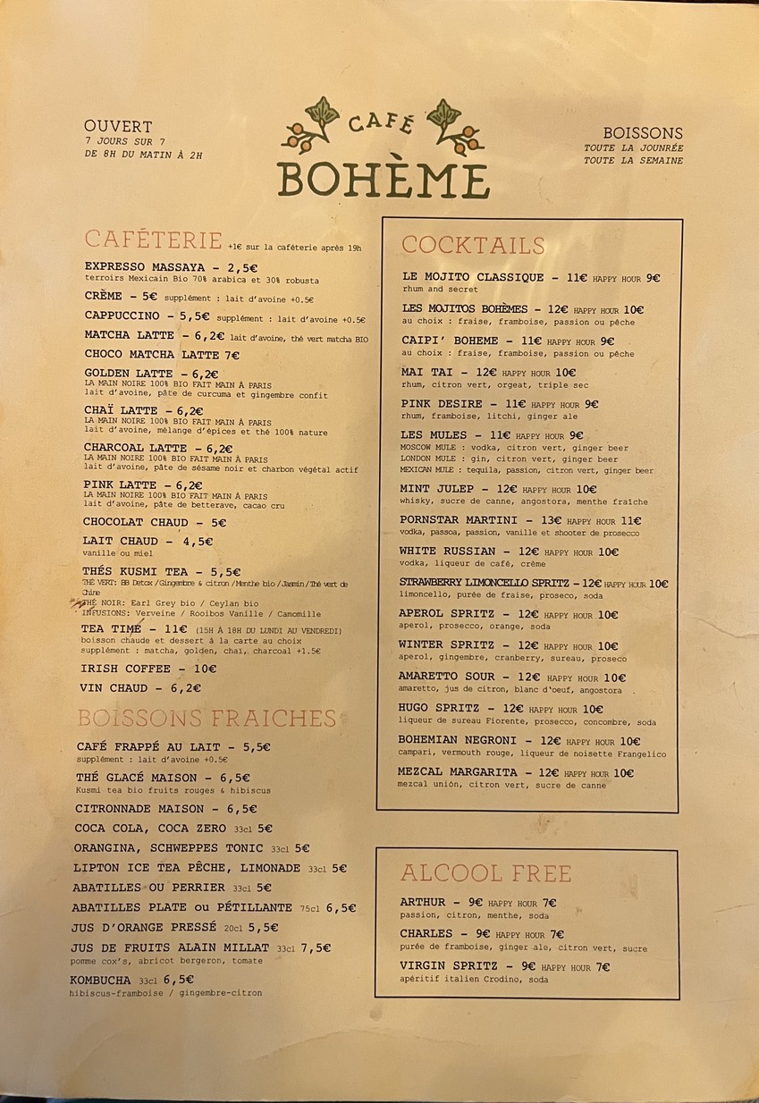 Café Bohème Motte Picquet menu 3