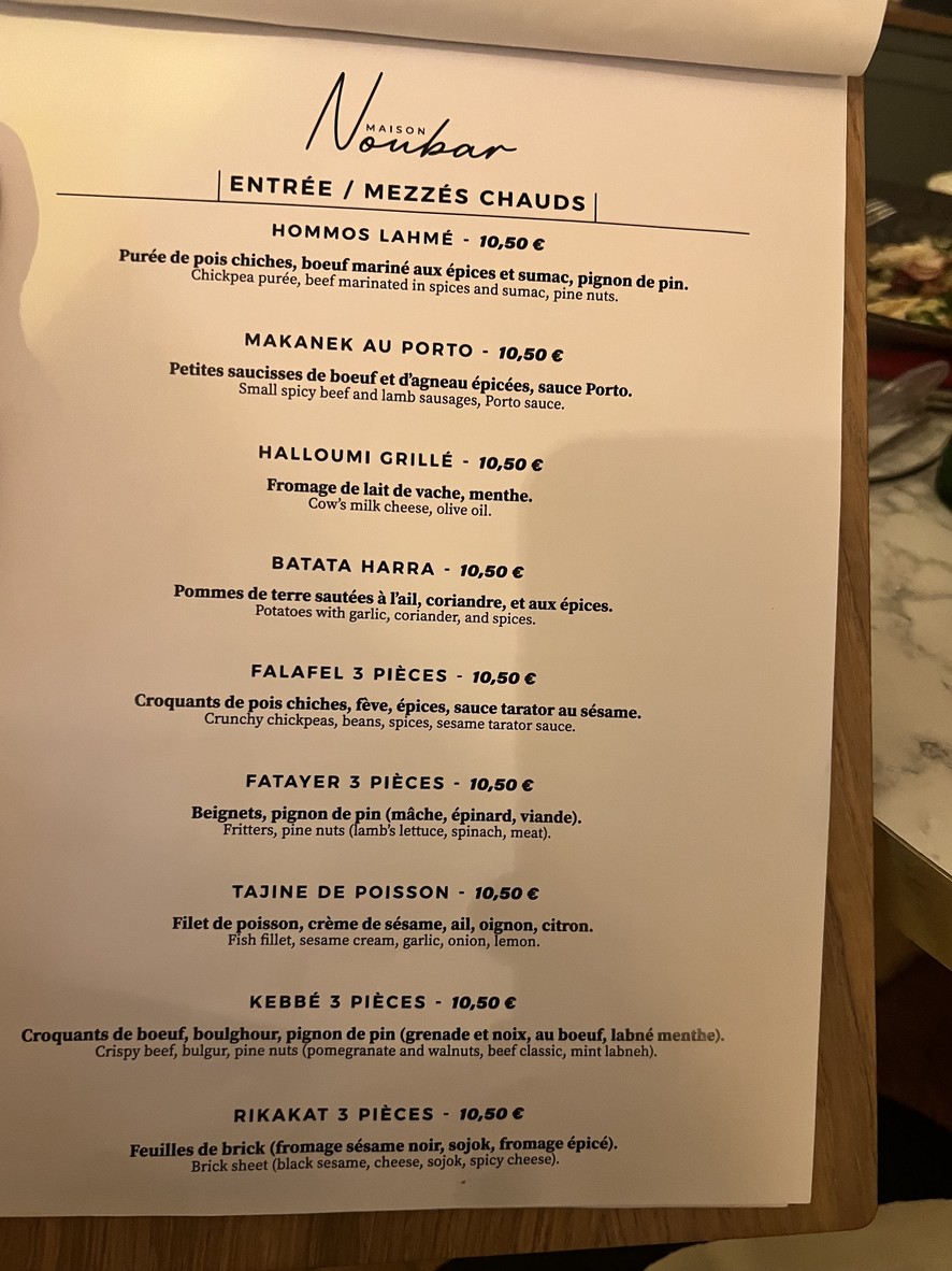 Restaurant Nubar menu 2