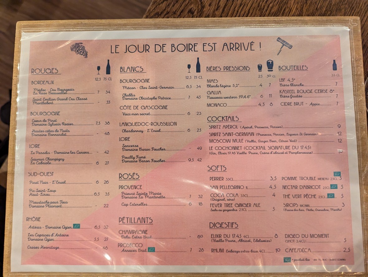 Le 17.45 Paris Daguerre - Planches à composer menu 4
