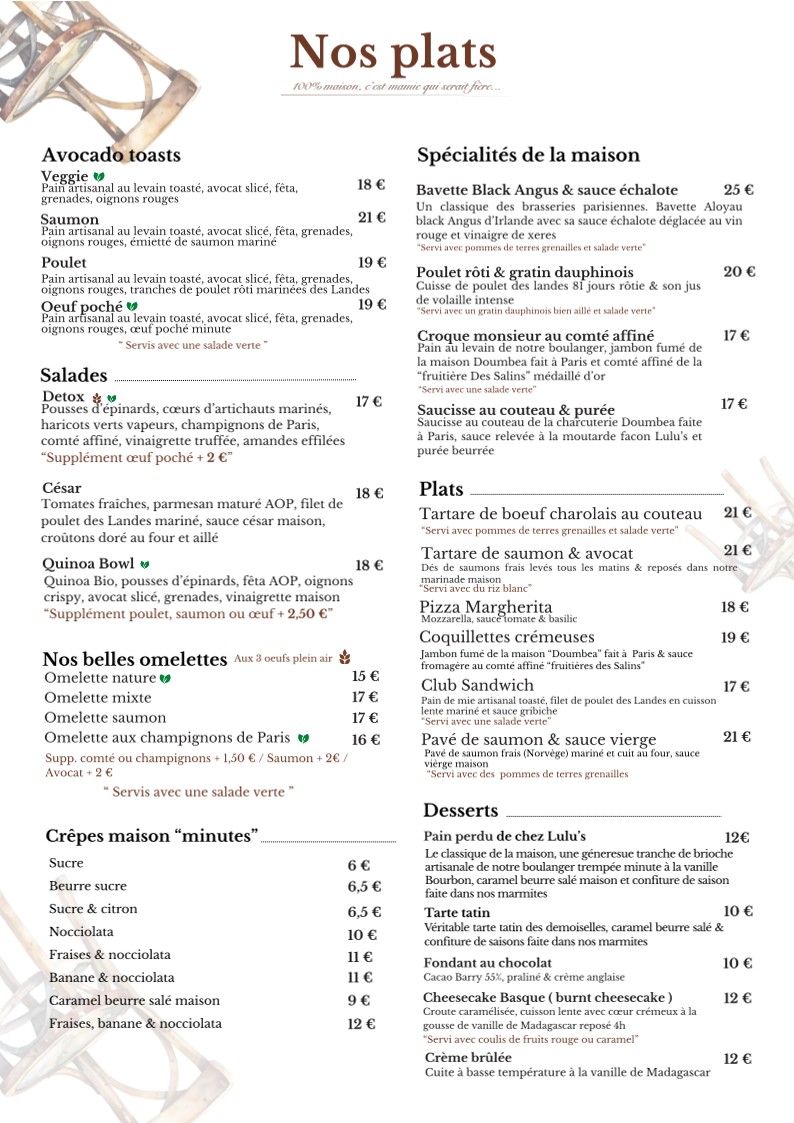 Lulu's menu 1
