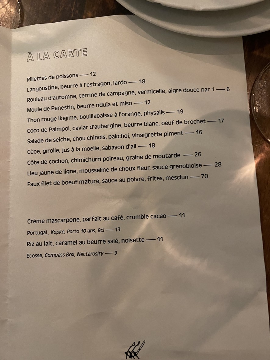 Buvette Paris menu 2