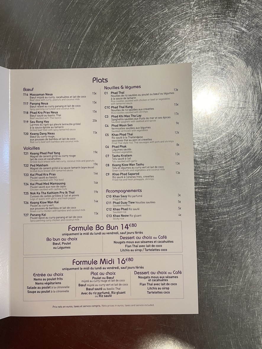 Mimi Thaï menu 2