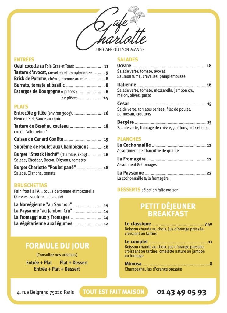 CAFÉ CHARLOTTE menu 1