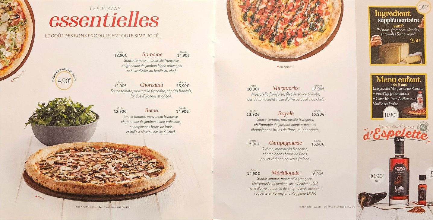 Basilic & Co - pizzas de terroirs - Suresnes menu 4