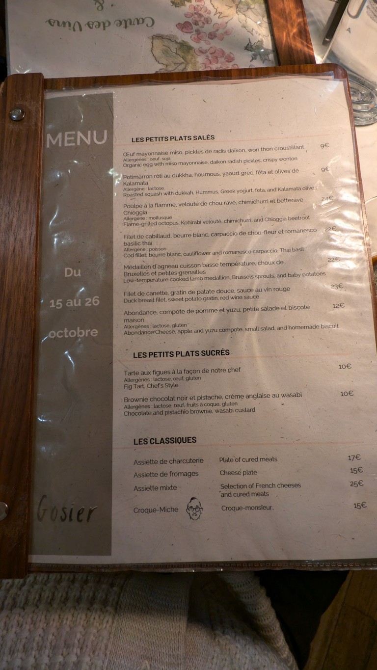 GOSIER menu 1