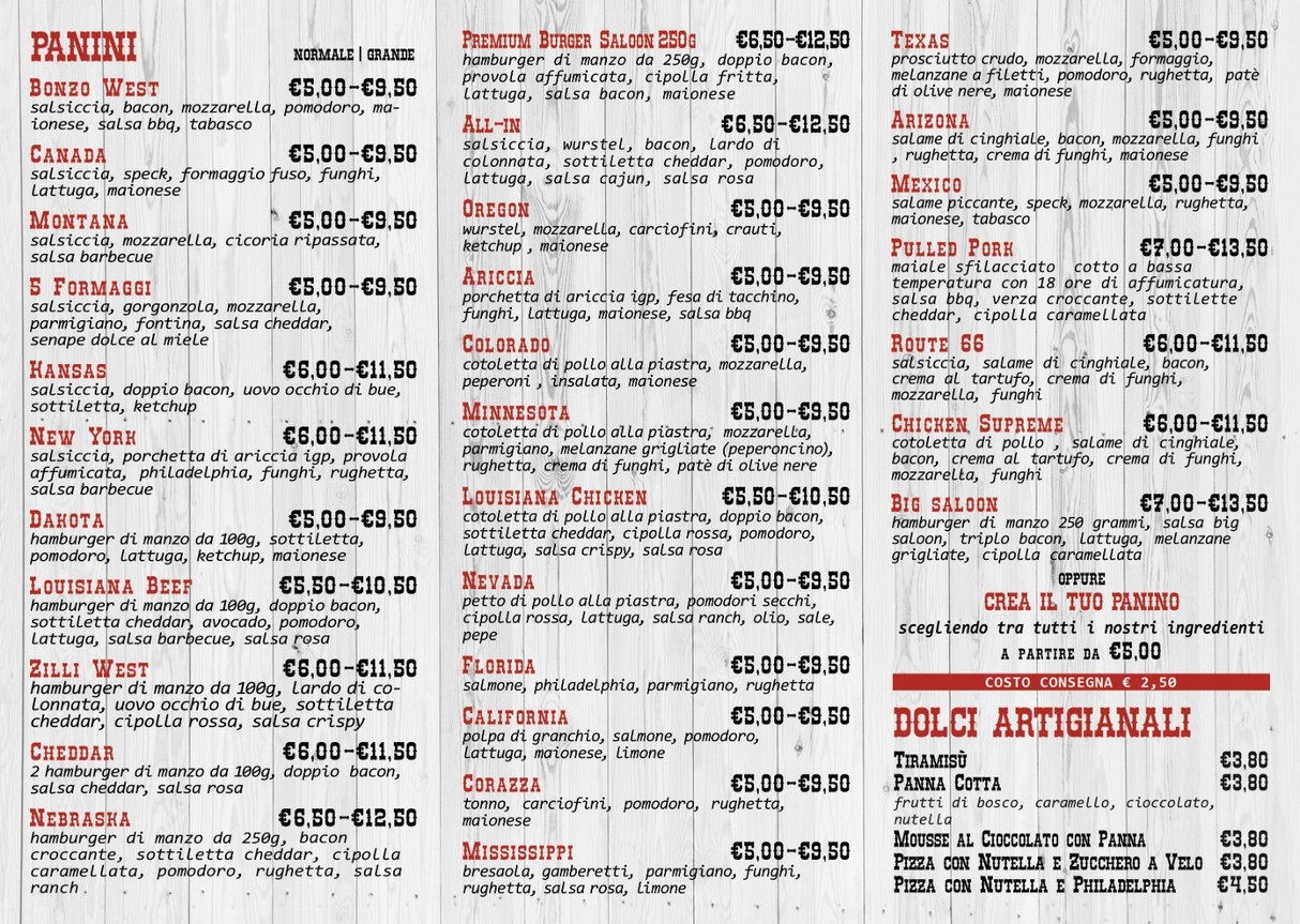 Saloon del Panino - Portuense menu 1