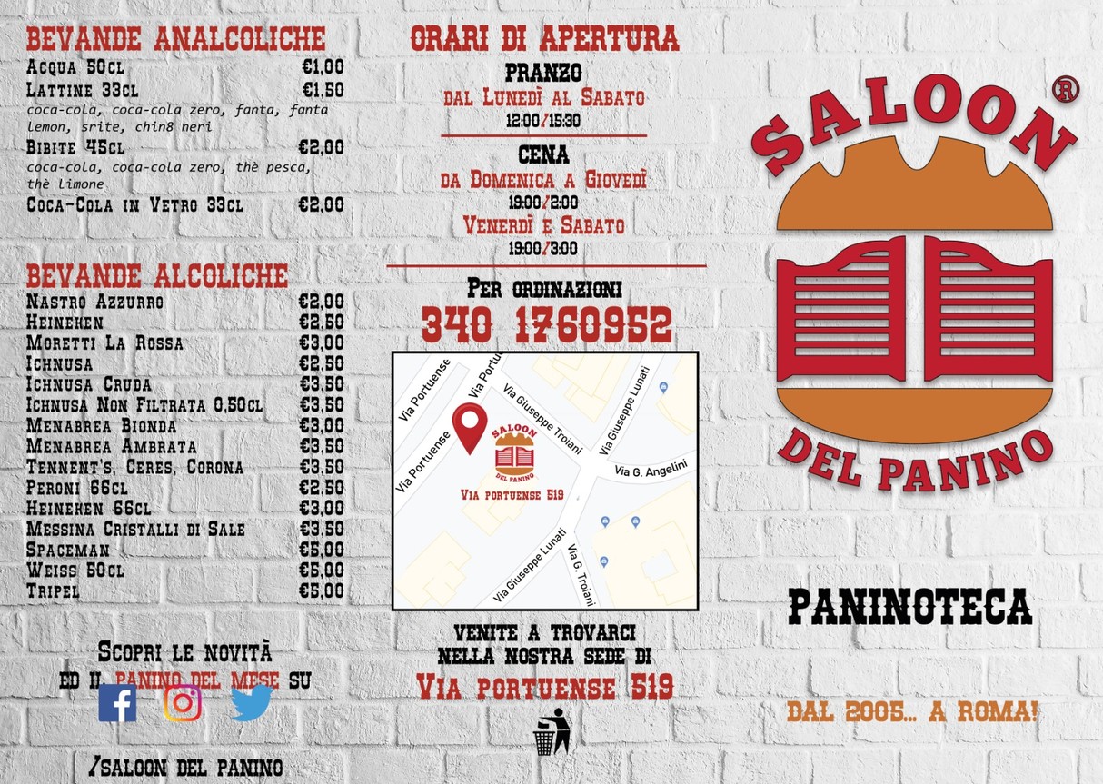 Saloon del Panino - Portuense menu 2