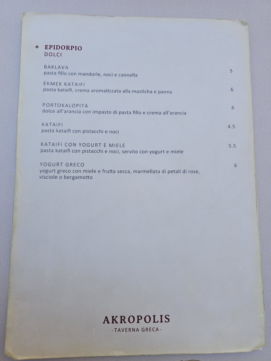 Akropolis Taverna Greca menu 3