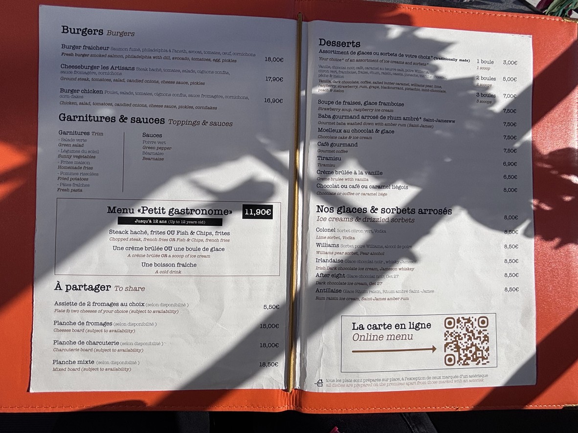Restaurant LES ARTISANS menu 3