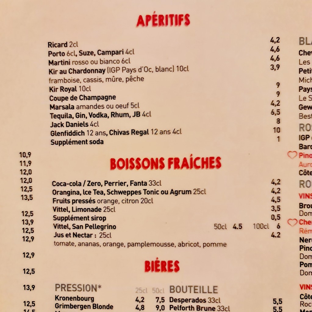 La Terrasse d'Italie menu 2
