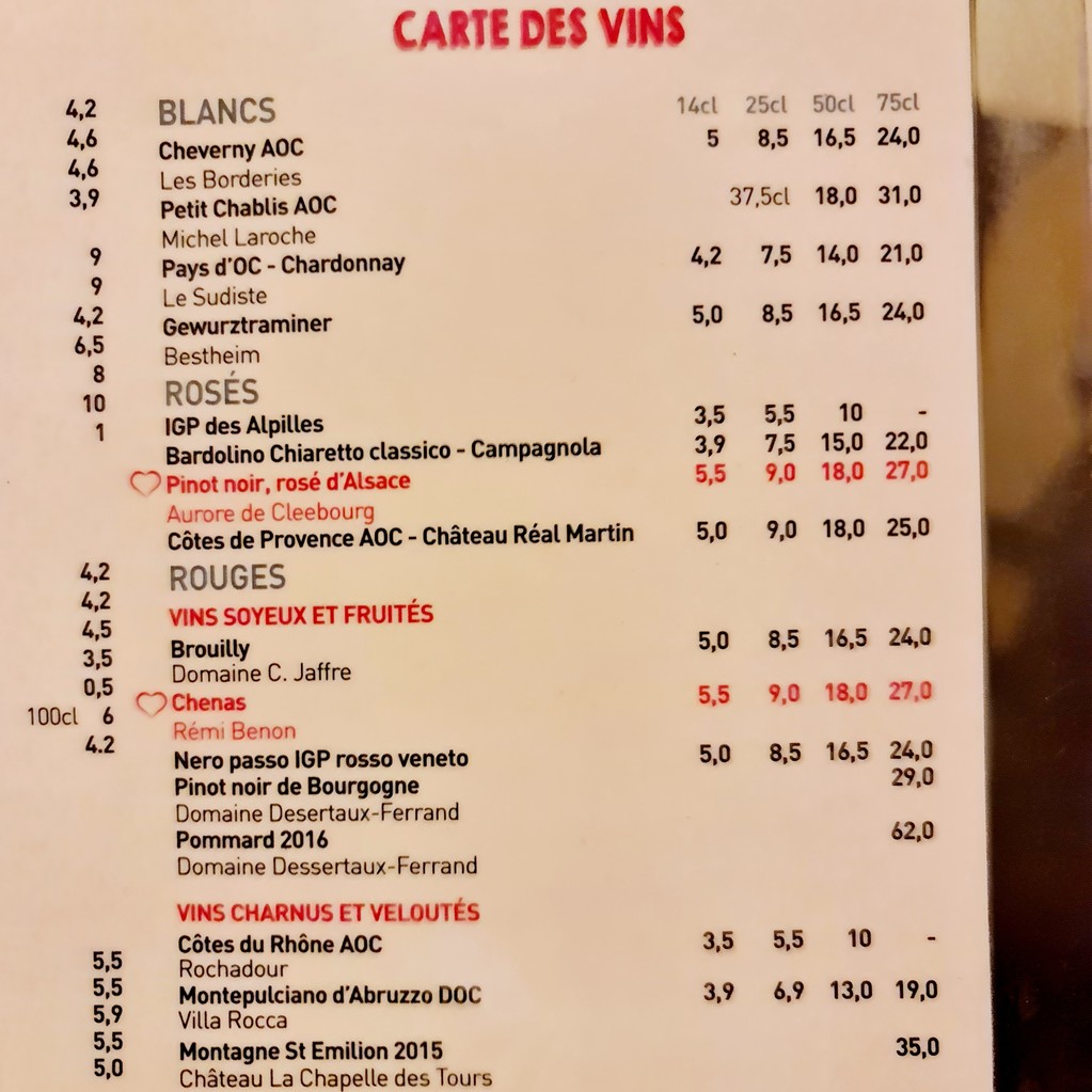 La Terrasse d'Italie menu 3