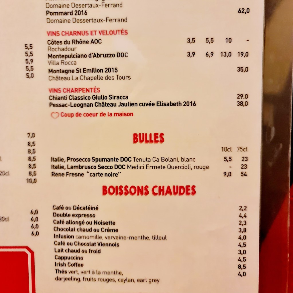 La Terrasse d'Italie menu 4