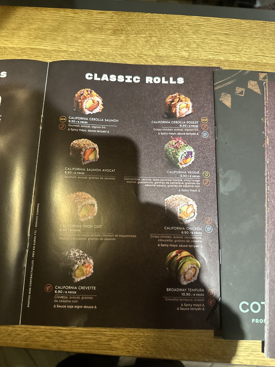 Côté Sushi Levallois-Perret menu 1